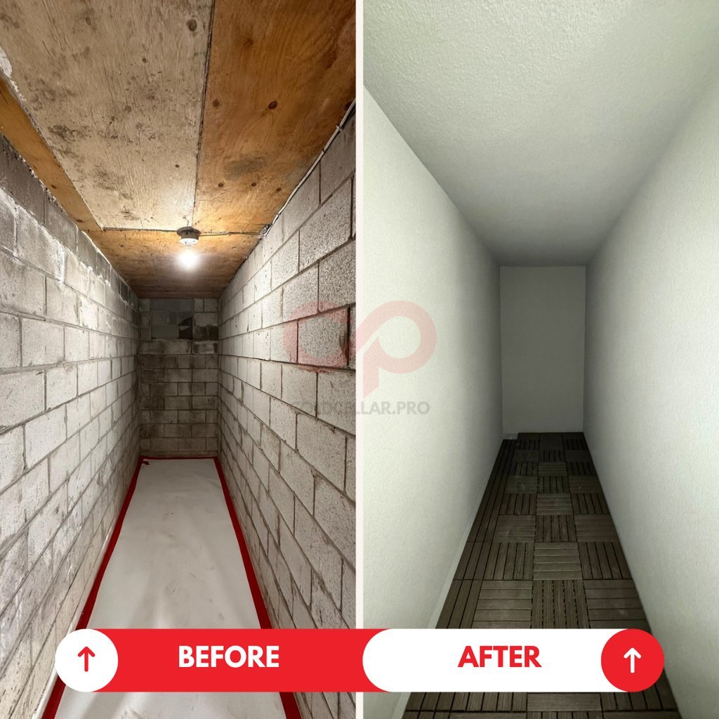 Cold cellar before and after restoration by Cold Cellar Pro — leaky cold room transformed into a clean dry space